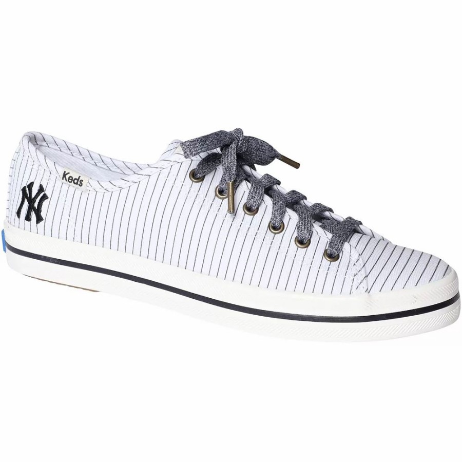 Womens * | Women'S Keds White New York Yankees Kickstart Pinstripe Sneakers