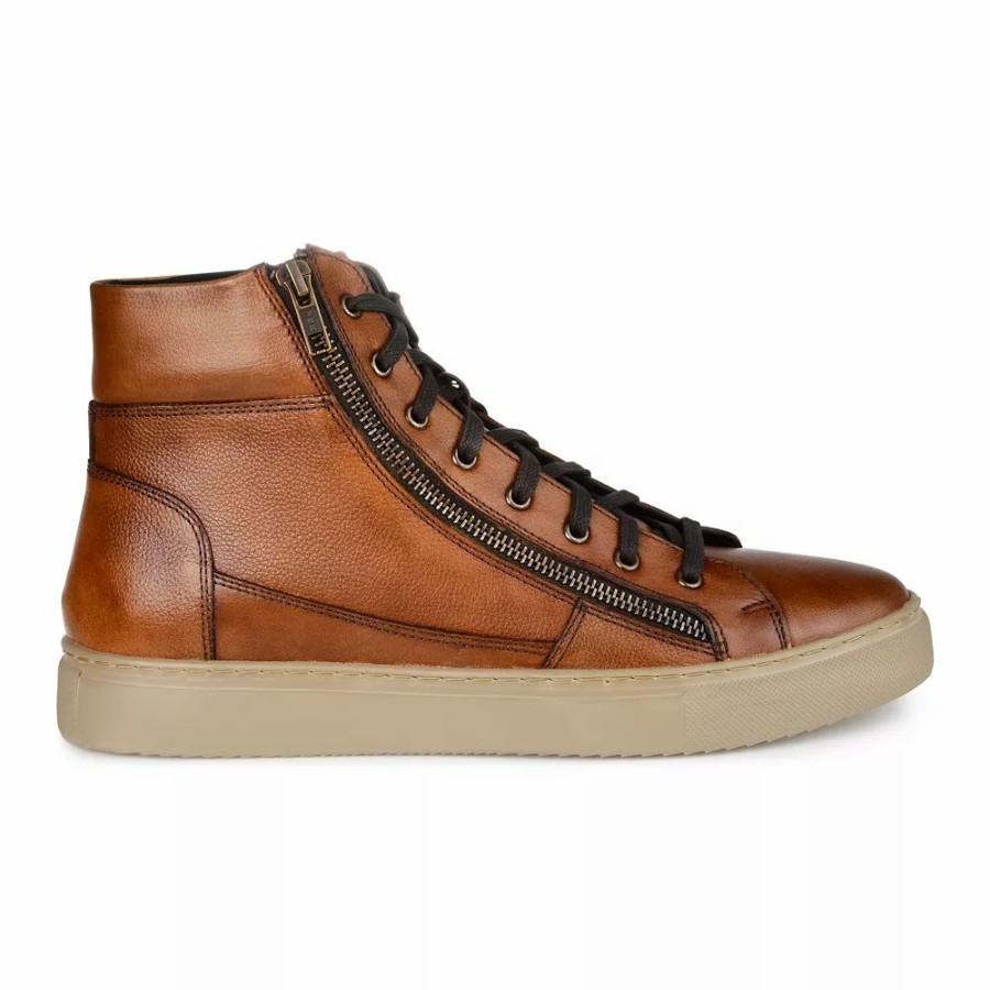 Mens * | Thomas & Vine Xander Men'S Leather High-Top Sneakers Brown