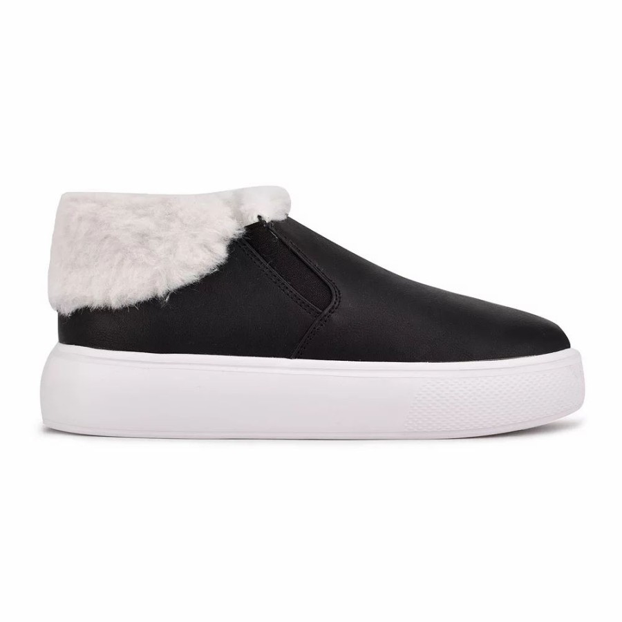 Womens * | Nine West Klines Women'S Faux-Fur Sneakers Black