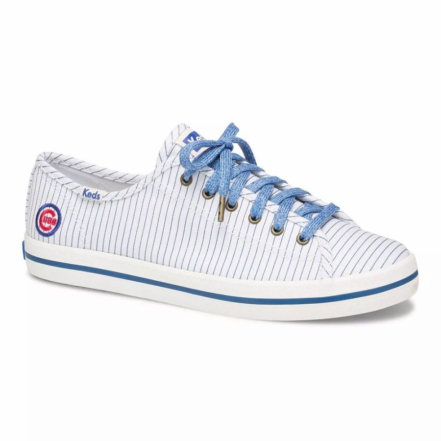 Womens * | Women'S Keds White Chicago Cubs Kickstart Pinstripe Sneakers