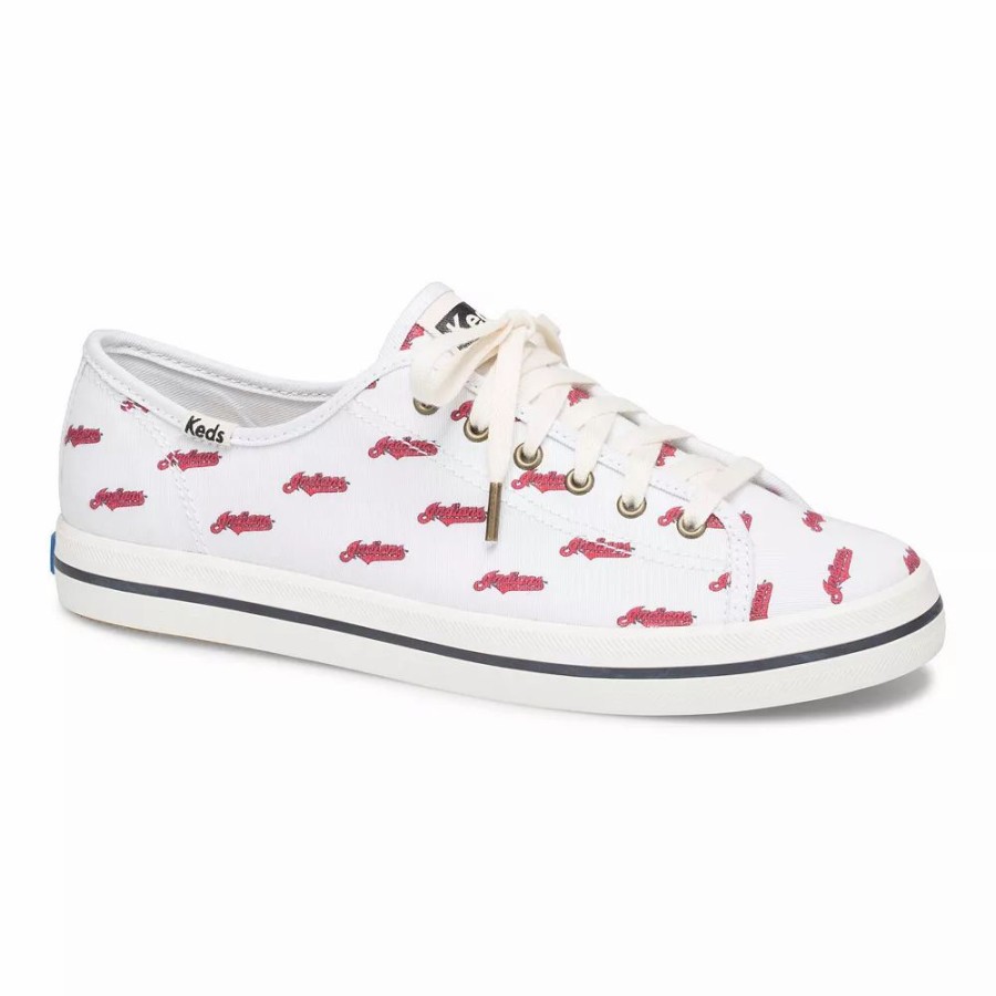 Womens * | Women'S Keds White Cleveland Indians Kickstart Repeat Logo Sneakers