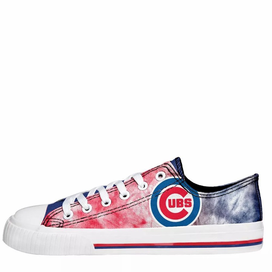 Womens * | Women'S Foco Chicago Cubs Big Logo Tie-Dye Canvas Sneakers