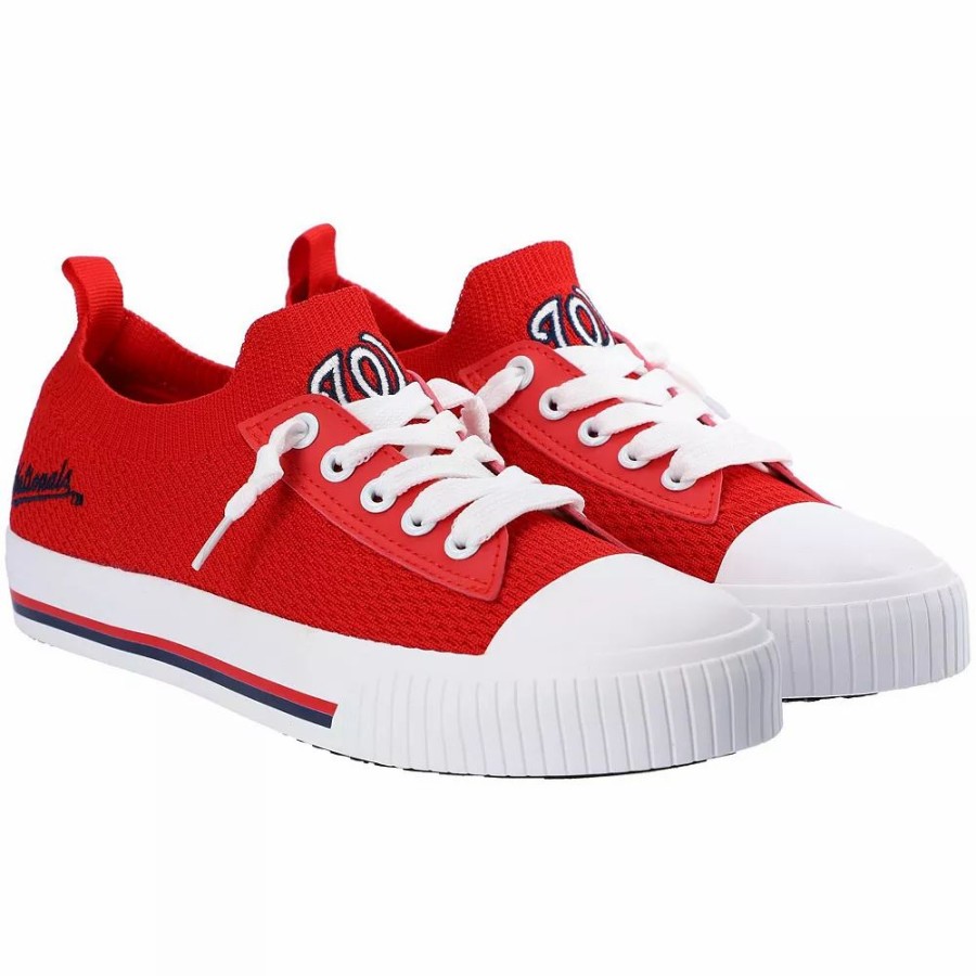 Womens * | Women'S Foco Washington Nationals Knit Canvas Fashion Sneakers