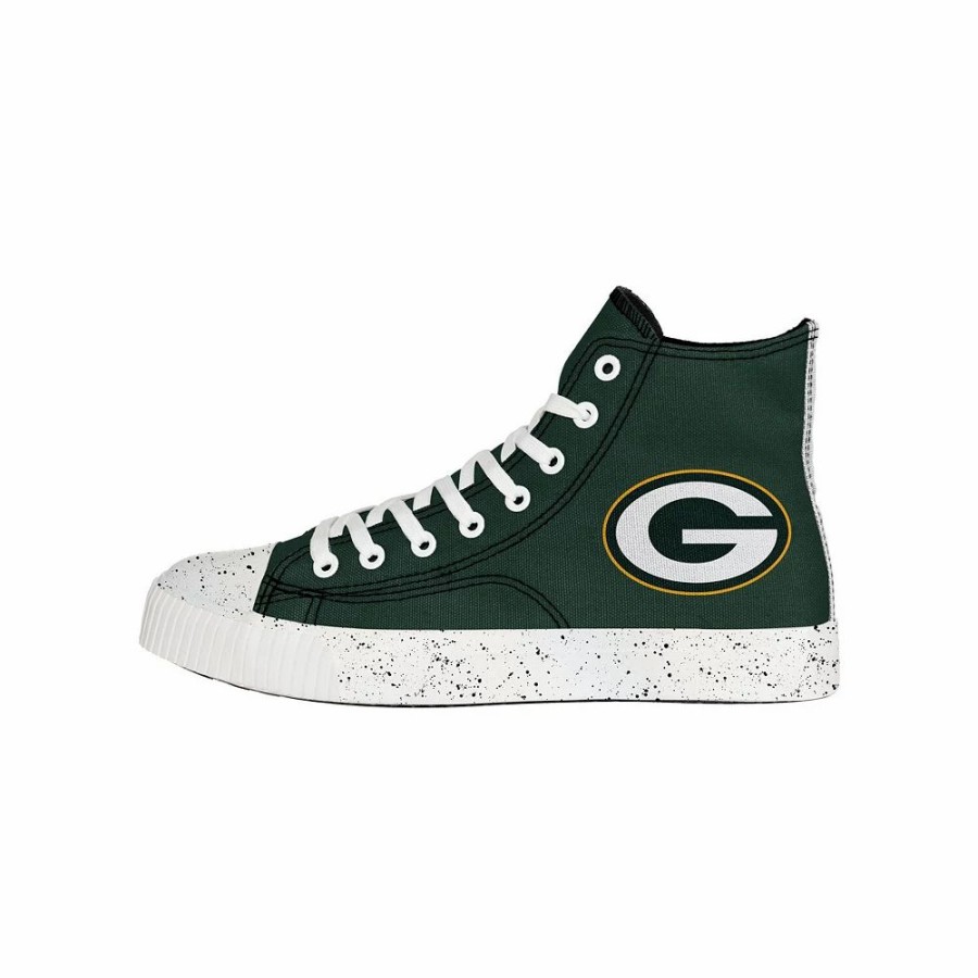 Mens * | Men'S Foco Green Bay Packers Paint Splatter High Top Sneakers