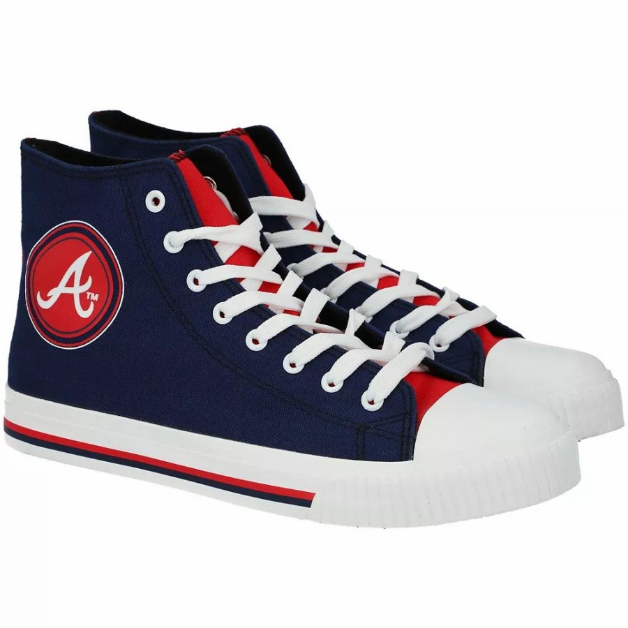 Mens * | Men'S Foco Atlanta Braves High Top Canvas Sneakers