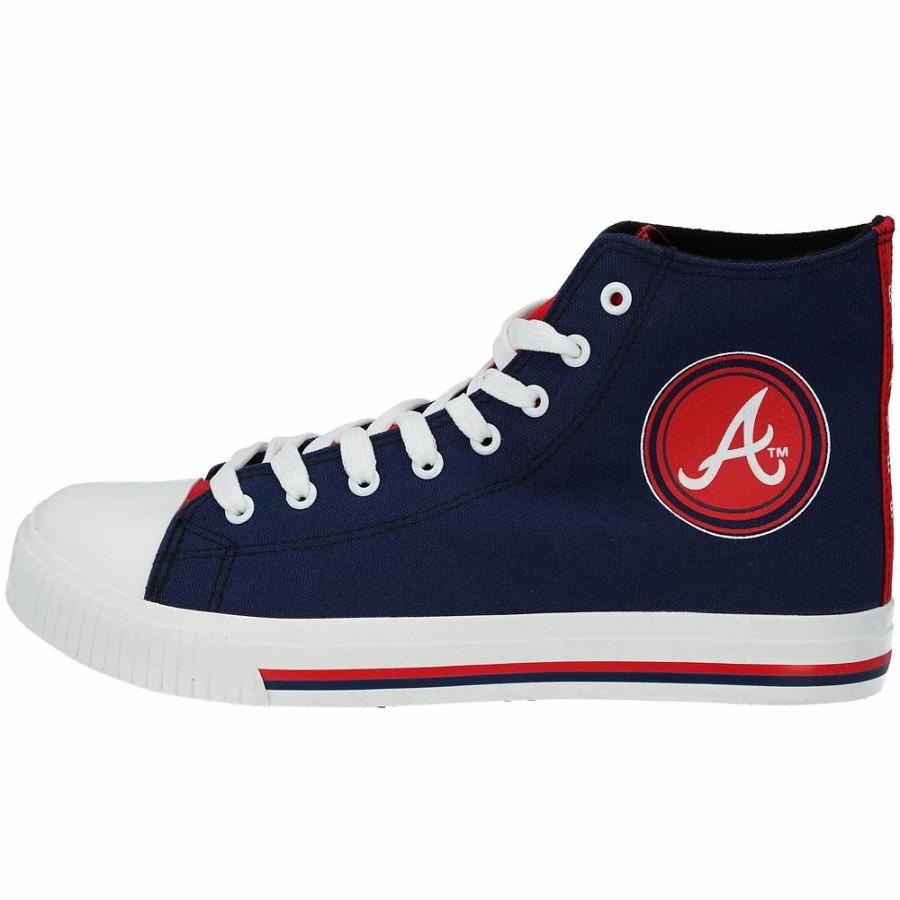 Mens * | Men'S Foco Atlanta Braves High Top Canvas Sneakers