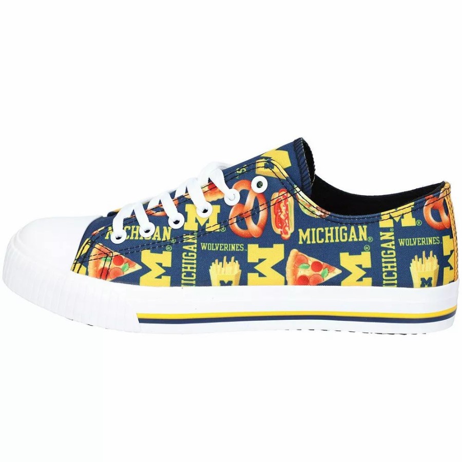 Mens * | Men'S Foco Michigan Wolverines Food Print Low Top Canvas Sneakers