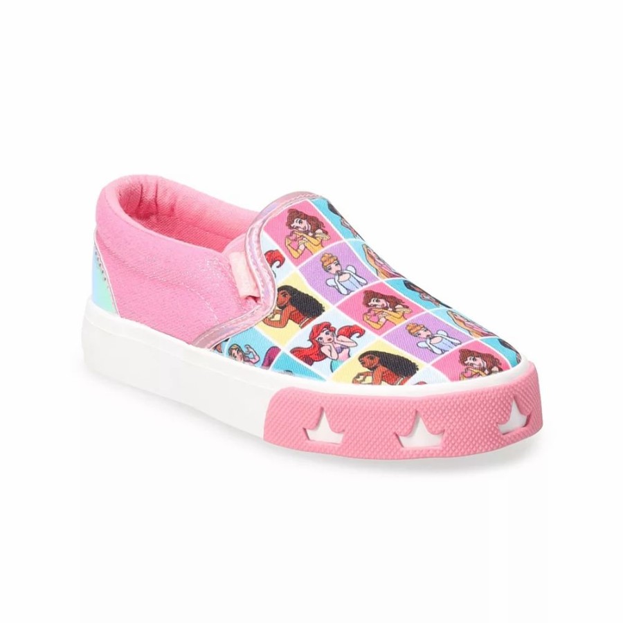 Girls * | Disney Princess Little Girls' Allover Print Slip-On Sneakers