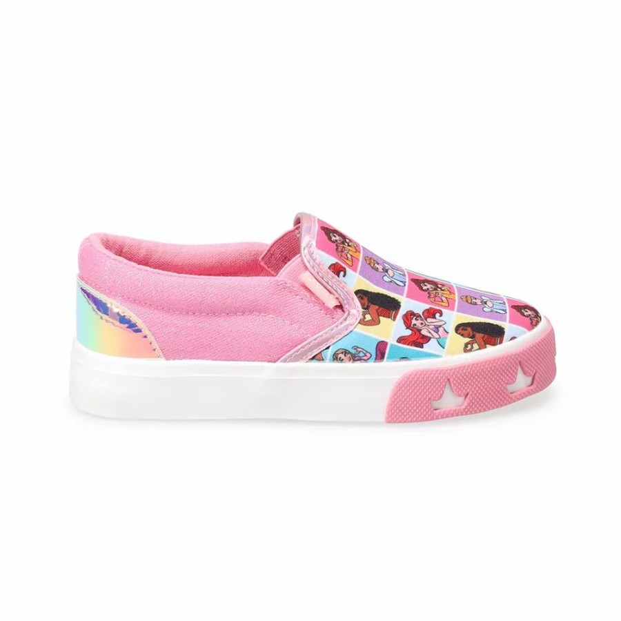 Girls * | Disney Princess Little Girls' Allover Print Slip-On Sneakers